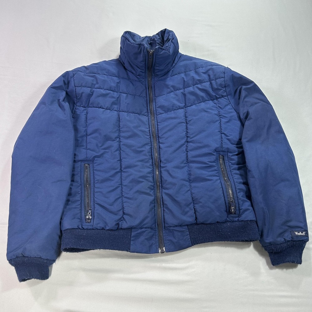 Vintage Woolrich Jacket Mens Large Blue Quilted Winter Puffer Coat Made‎ USA 90s